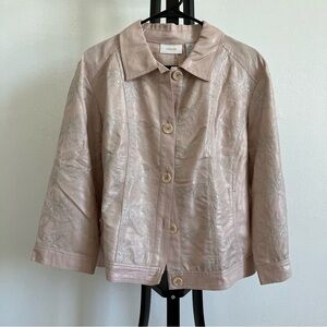 Chico's Blush Pink Floral Embroidered Women's Blazer Jacket Size 3